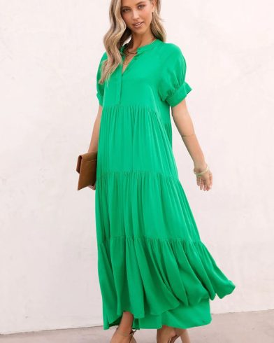Look you up Green Bubble Sleeve Dress R790 (6)
